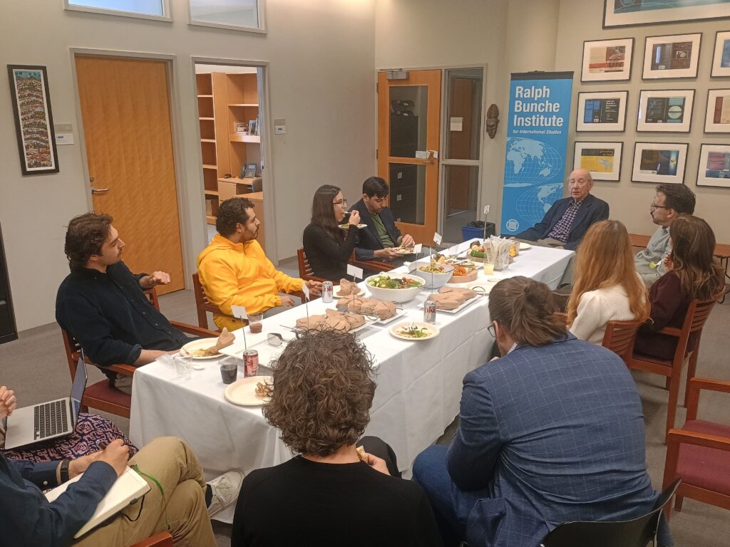 RBI Diplomat in residence, Amb. Roman Popadiuk shares a lunch with graduate students